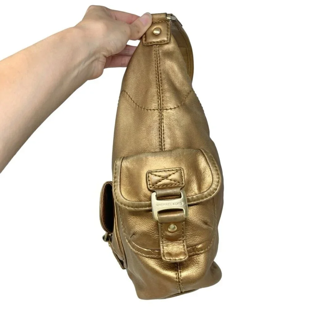 Michael Kors Austin Bronze Metallic Leather Large Hobo Bag - Picture 7 of 15